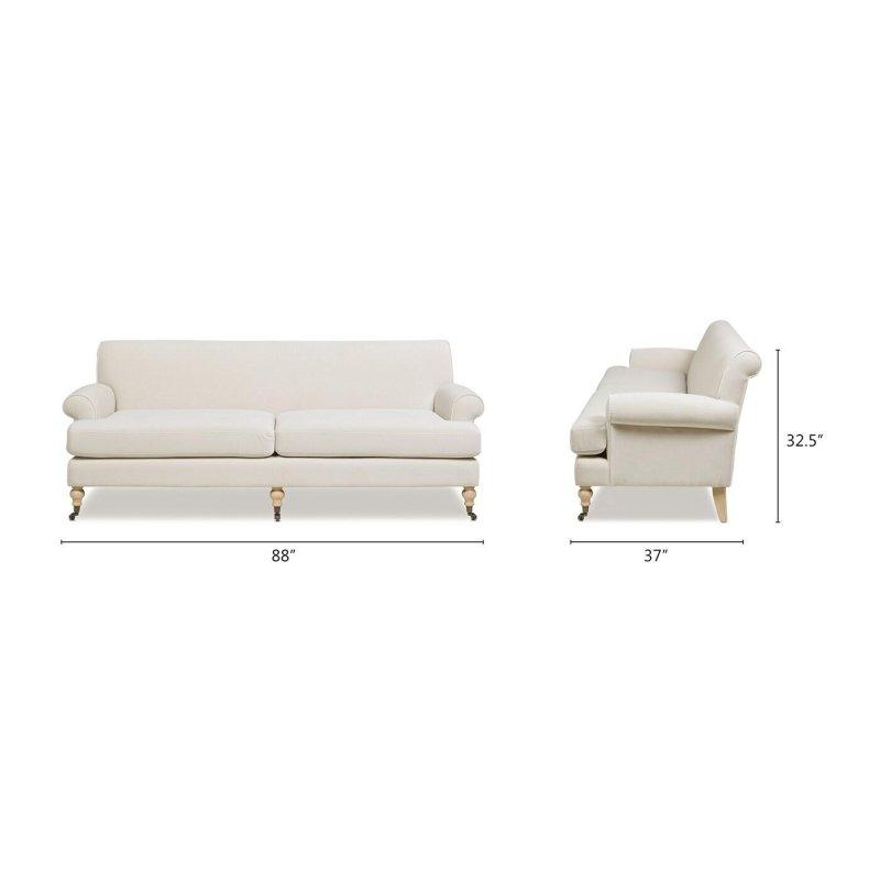 Bej Kadife Tekerlekli Masif Ahşap Ayaklı Bohem Koltuk - 224 cm - 294347