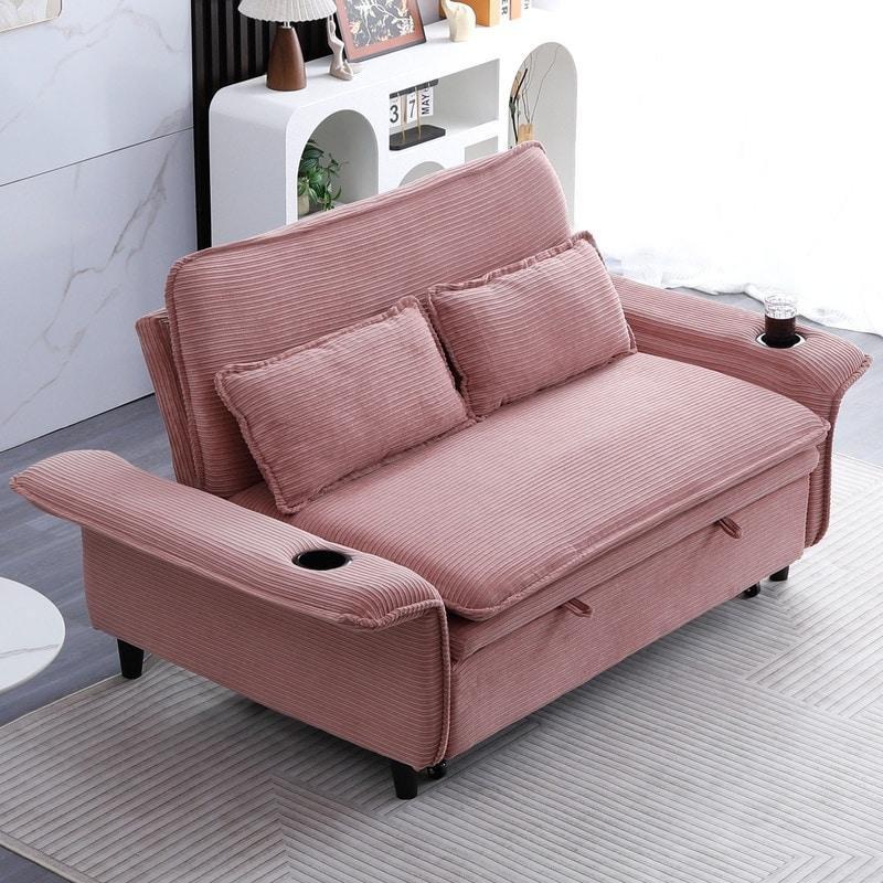 Bej Kadife Yataklı ve Bardaklıklı Bohem Koltuk - 167 cm - 281537