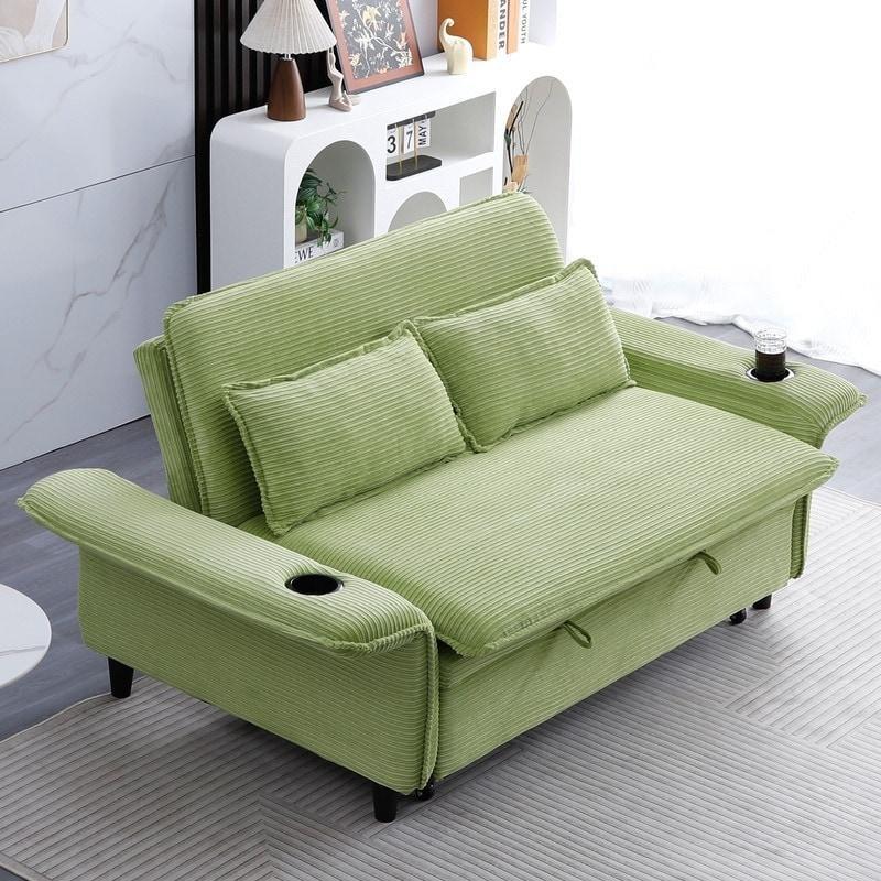 Bej Kadife Yataklı ve Bardaklıklı Bohem Koltuk - 167 cm - 281537