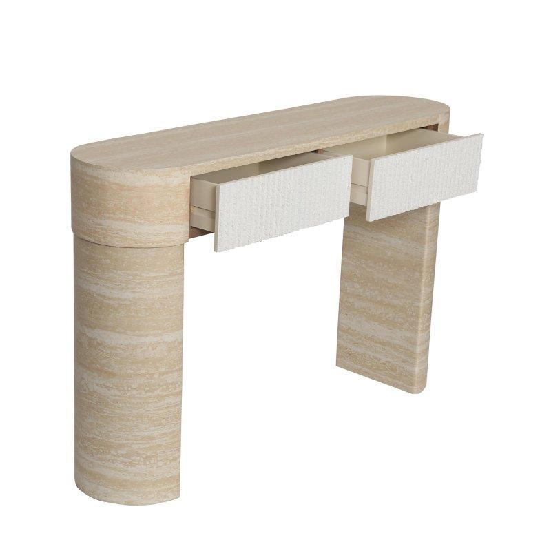 Bej Kahverengi MDF Yivli Çekmeceli Dresuar - 120x30x75 cm - 331256