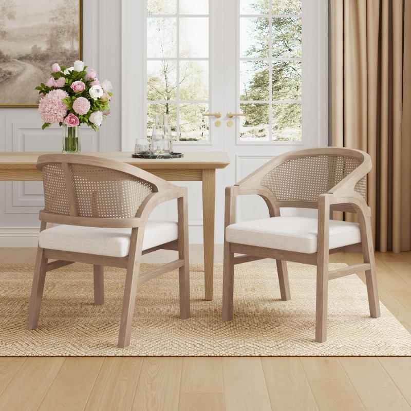 Bej Kauçuk Ağacı Döşemeli 2li Set Rattan Sandalye - 252992