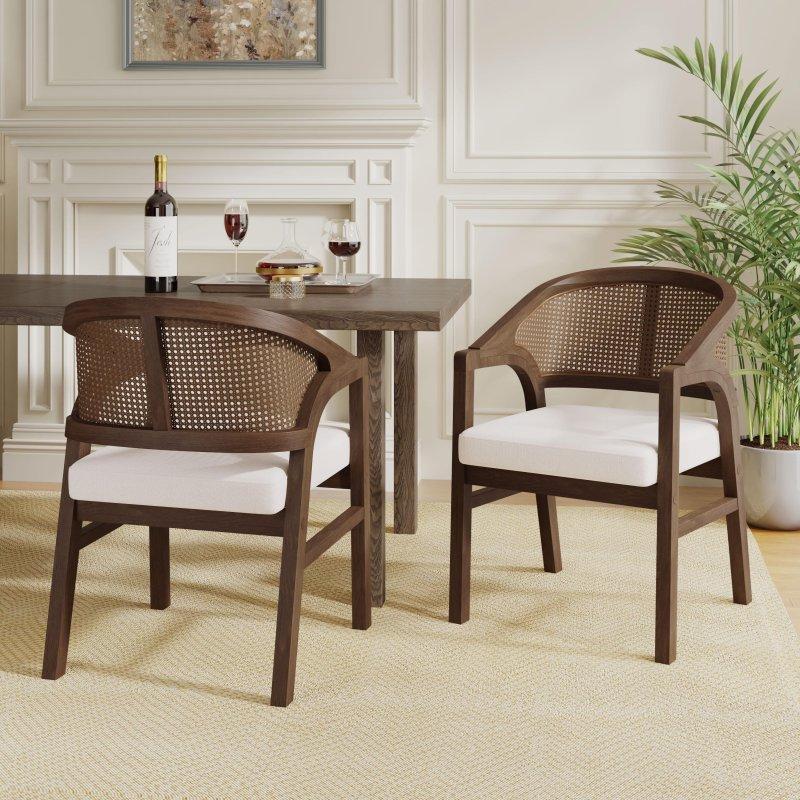 Bej Kauçuk Ağacı Döşemeli 2li Set Rattan Sandalye - 252992