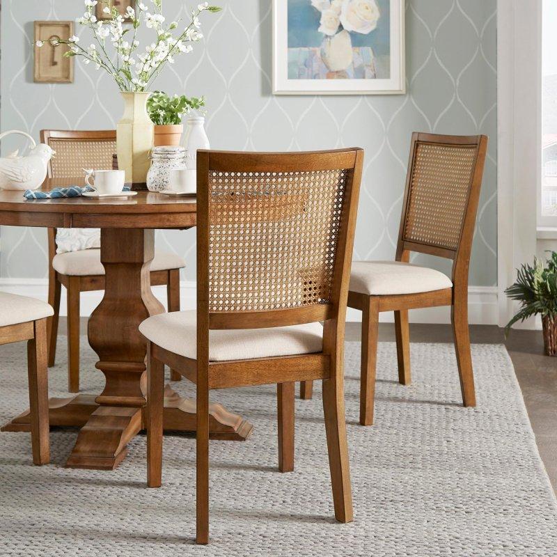 Bej Keten Döşemeli Eskitme Kauçuk Ağacı 2li Set Rattan Sandalye - 253291