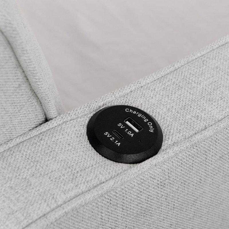 Bej Keten Kumaş Ahşap USB Şarj Portlu ve Yavru Yataklı Daybed Karyola - 330003
