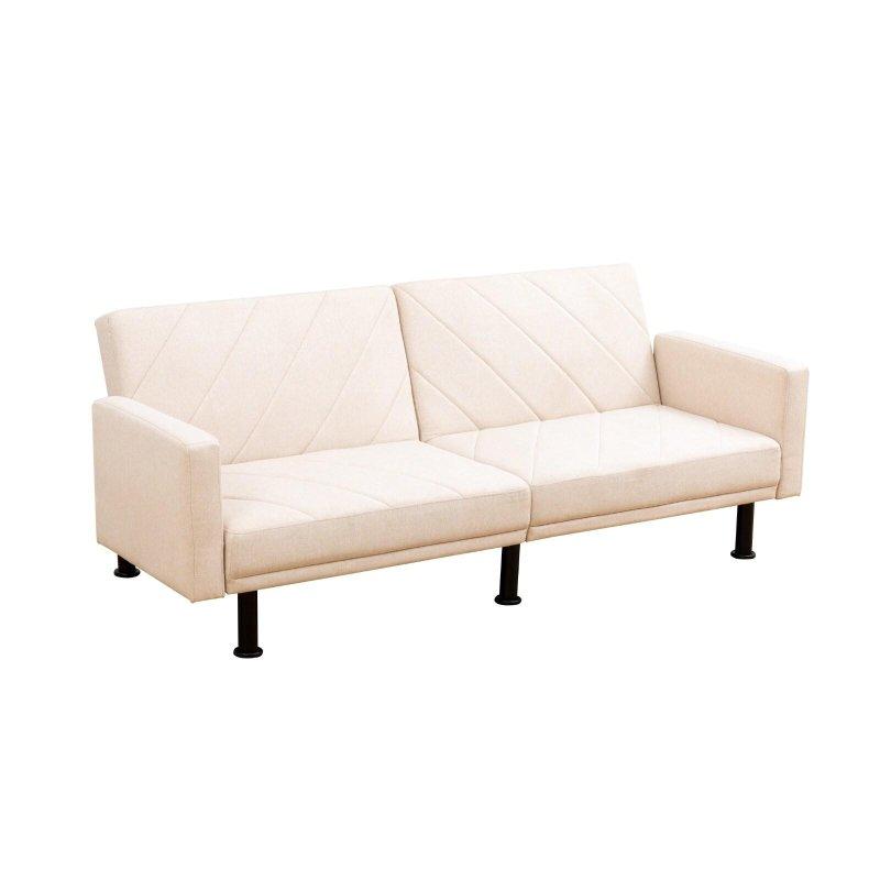 Bej Keten Kumaş Metal Ayaklı Yataklı Ayarlanabilir Sırtlıklı Bohem Koltuk - 196 cm - 286579