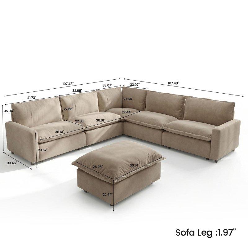 Bej Keten Kumaş Modüler Yönü Değiştirilebilir Köşe Koltuk - 274 cm - 257543