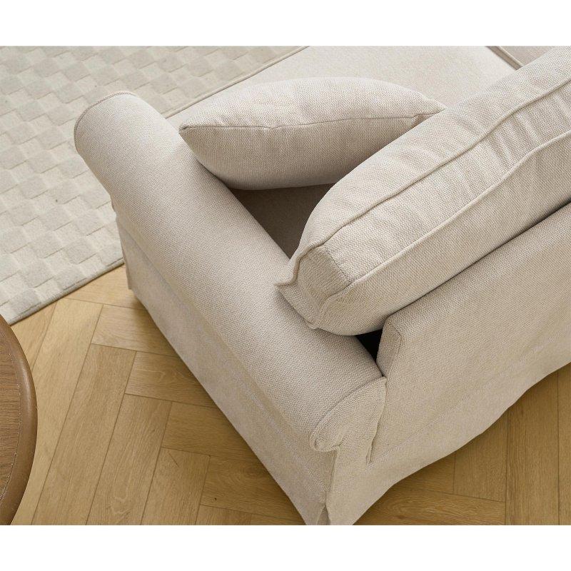 Bej Keten Kumaş Yönü Değiştirilebilir 5 Kişilik Köşe Koltuk - 239x239 cm - 258664
