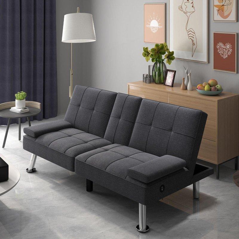 Bej Keten Yataklı Kolsuz 2 Kişilik Bohem Koltuk - 165x78 cm - 280613