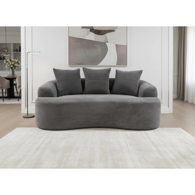 Bej Köpük Dolgulu Kıvrımlı 3 Yastıklı Bohem Koltuk - 167 cm - 278214