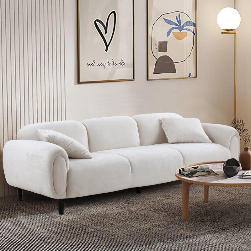 Bej Kumaş 3 Kişilik El Yapımı Modern Bohem Koltuk - 214 cm - 281750