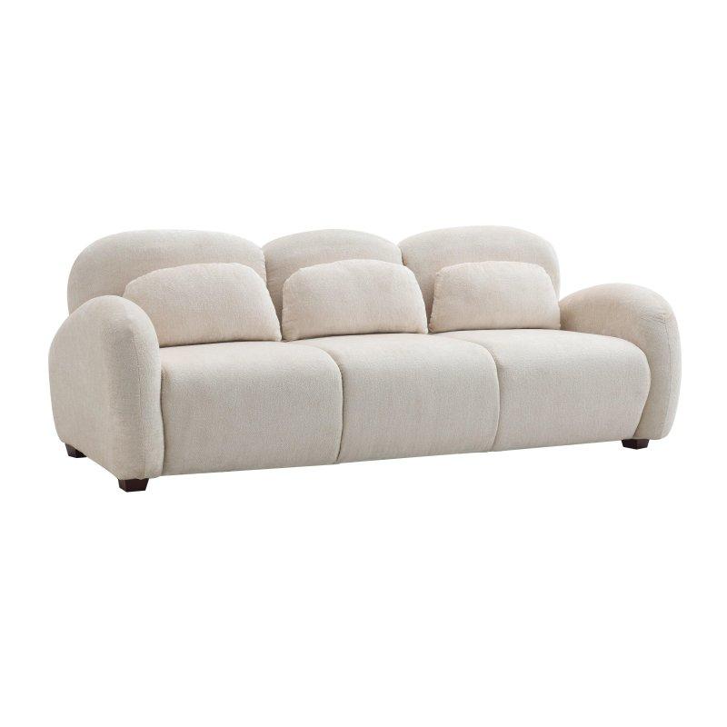Bej Kumaş 3 Yastıklı Ahşap İskeletli Bohem Koltuk - 199 cm - 291242