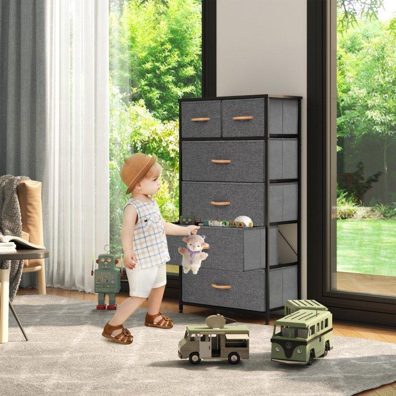 Bej Kumaş Çekmeceli MDF Tablalı Dikey Şifonyer - 59x30x117 cm - 296064