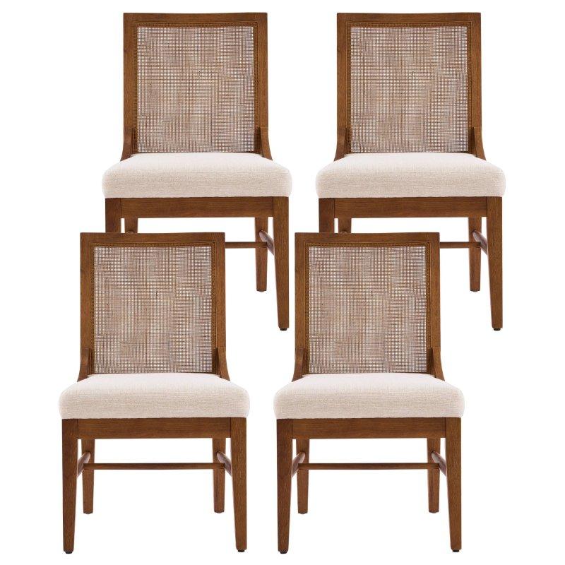 Bej Kumaş Döşemeli Kauçuk Ağacı 4lü Set Rattan Sandalye - 90 cm - 251482