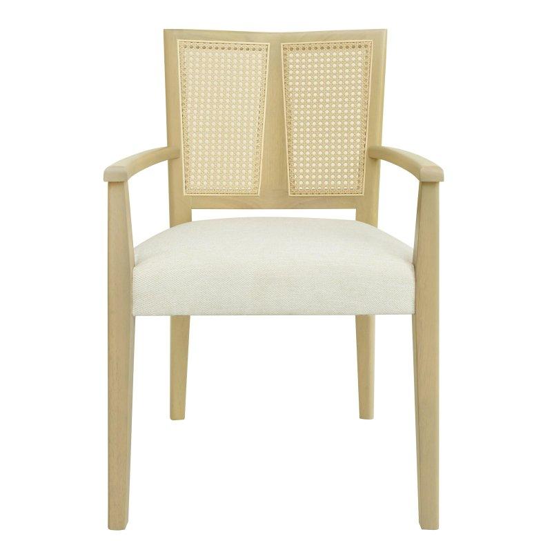 Bej Kumaş Döşemeli Masif Ahşap 2li Set Rattan Sandalye - 58x59x89 cm - 251947