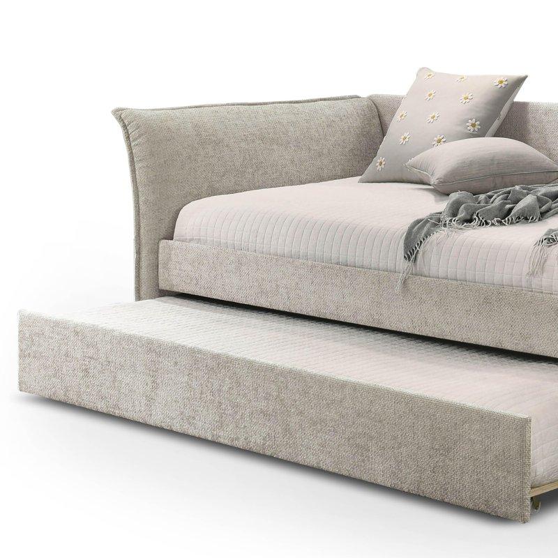 Bej Kumaş Döşemeli Yavru Yataklı Genişleyen Kollu Daybed Karyola - 229x106 cm - 330611
