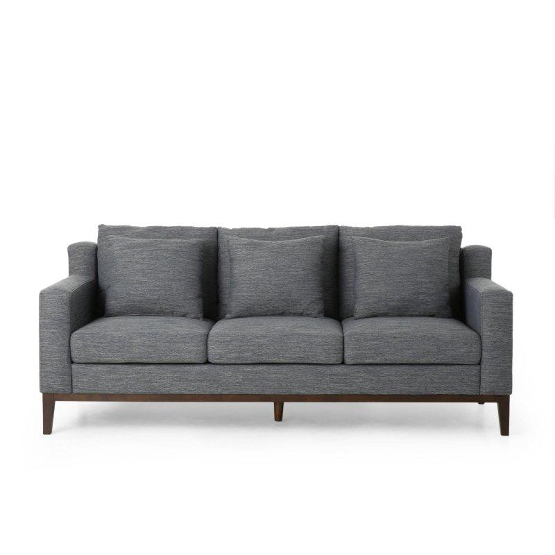 Bej Kumaş Huş Ağacı Ayaklı Kırlentli 3 Kişilik Bohem Koltuk - 204 cm - 287963