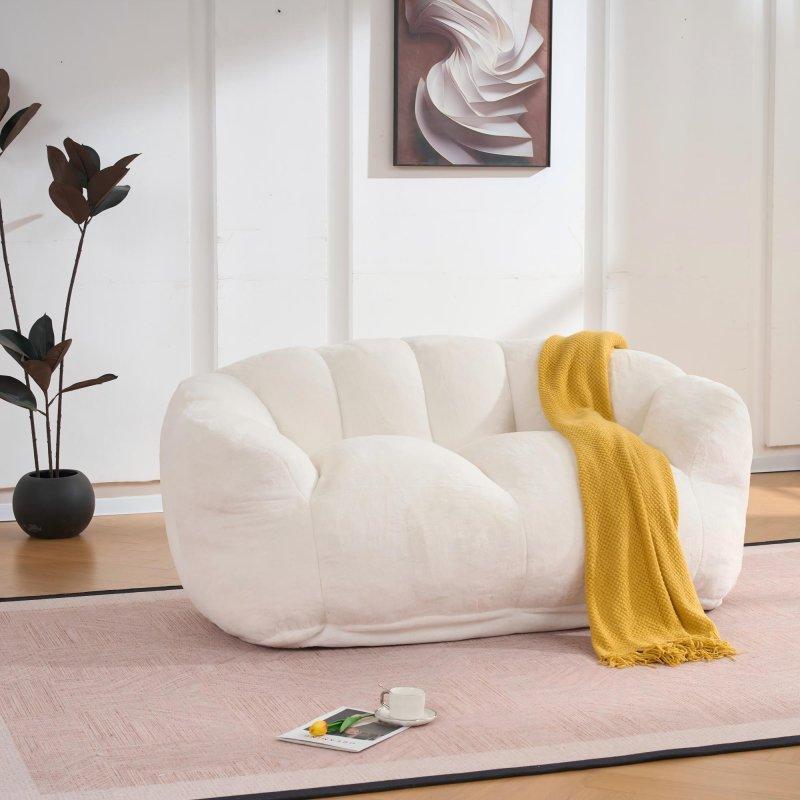 Bej Kumaş İki Kişilik Yere Yakın Tasarım Bohem Koltuk - 150x91 cm - 292077