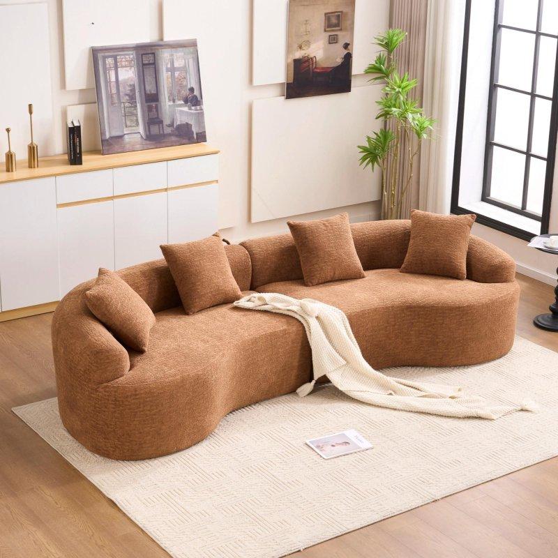 Bej Kumaş Kavisli Modüler Köşe Koltuk - 280 cm - 258411