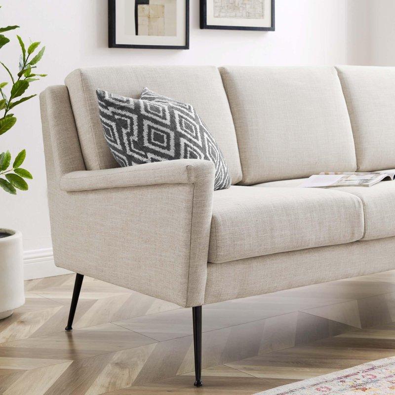 Bej Kumaş Metal Ayaklı 3 Kişilik Bohem Koltuk - 195 cm - 288911