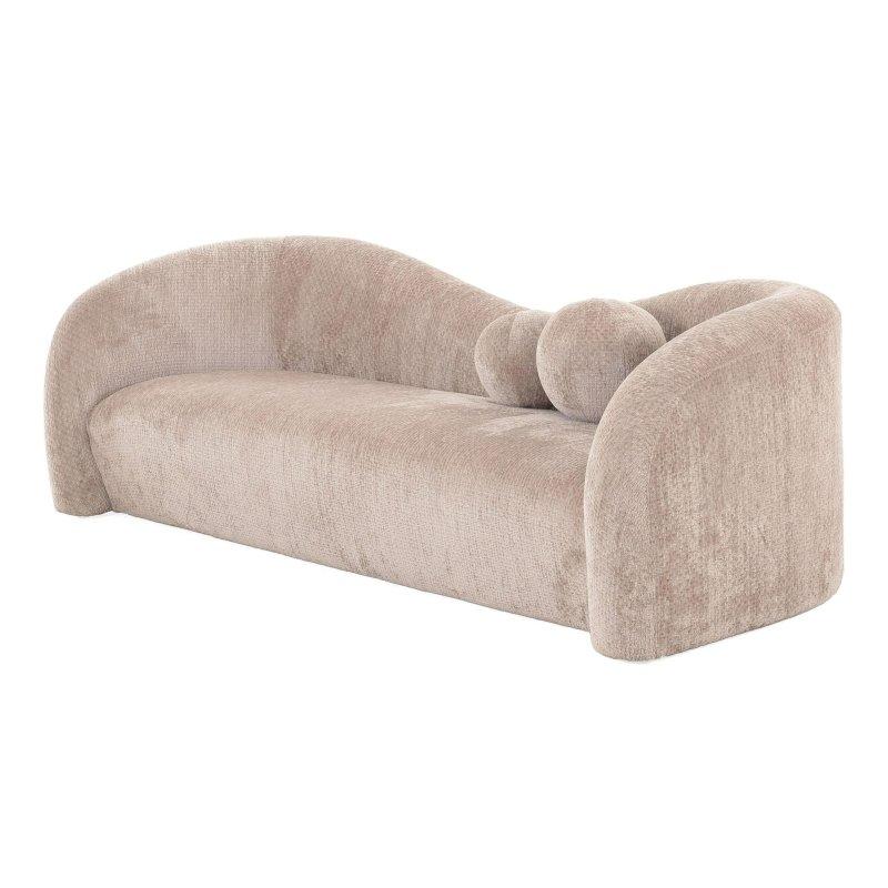 Bej Kumaş Metal Ayaklı 3 Kişilik Yuvarlak Kollu Bohem Koltuk - 232 cm - 282684