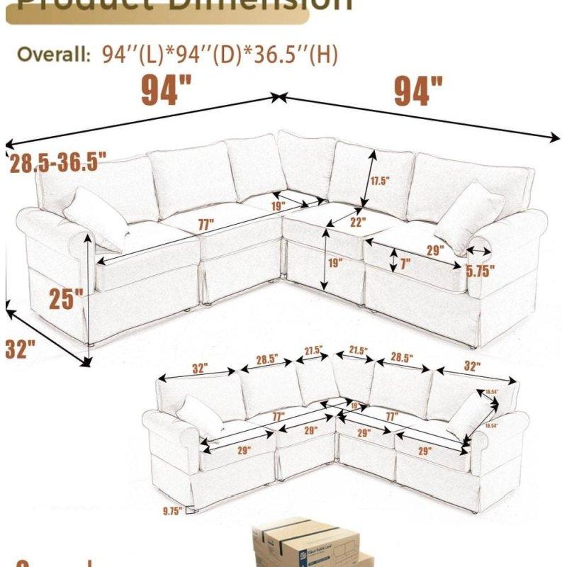 Bej Kumaş Modüler Ahşap İskeletli Köşe Koltuk - 239x239 cm - 259853
