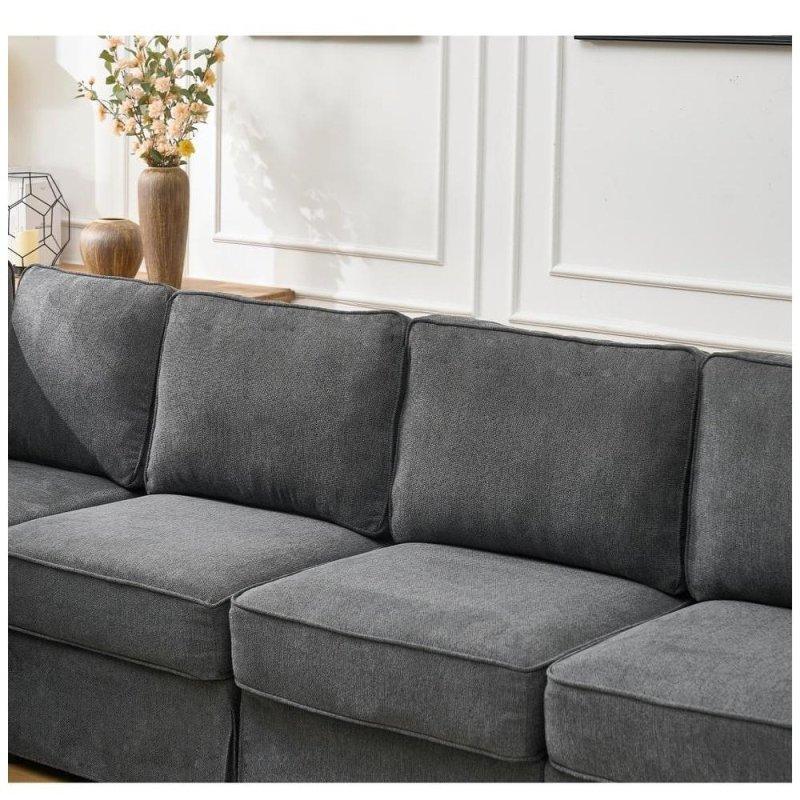 Bej Kumaş Modüler Ahşap İskeletli Köşe Koltuk - 239x239 cm - 259853