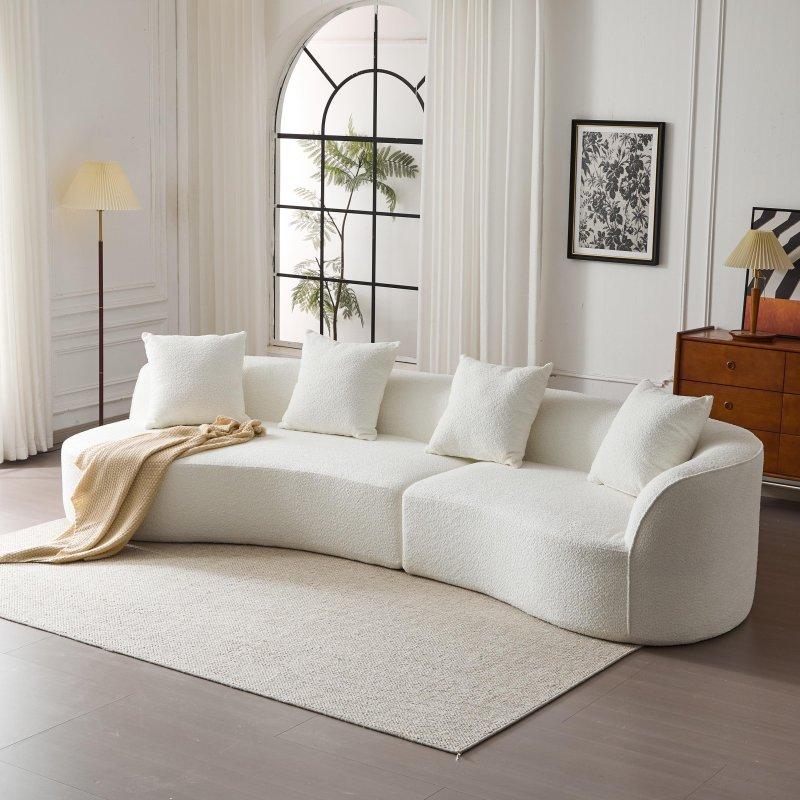 Bej Kumaş Modüler Kavisli Köşe Koltuk - 321 cm - 259084
