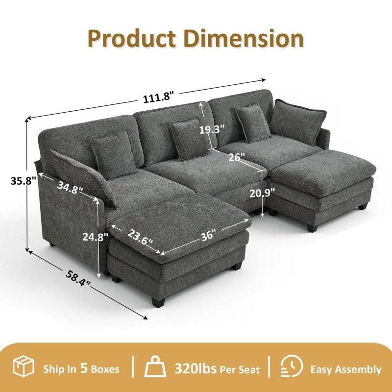 Bej Kumaş Modüler Puflu Bohem Koltuk - 284 cm - 277121