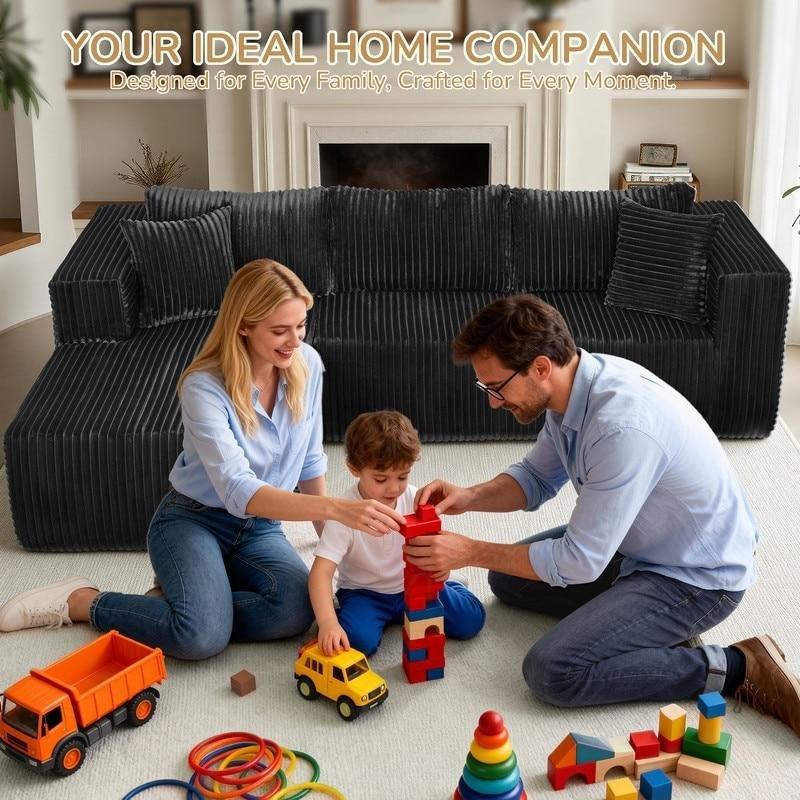 Bej Kumaş Modüler Yaysız Köşe Koltuk - 267 cm - 259690