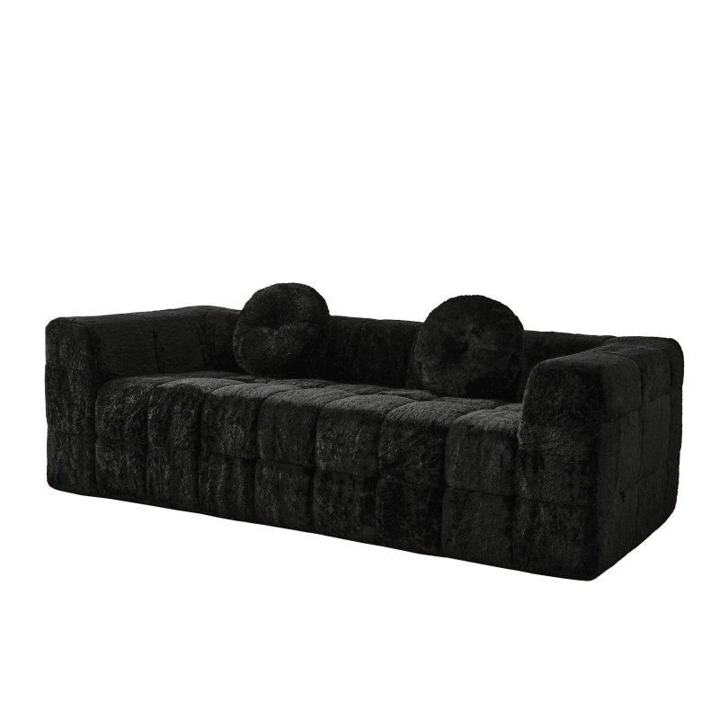 Bej Liçi Dokulu Polyester Kapitoneli İskeletsiz Bohem Koltuk - 215 cm - 290372