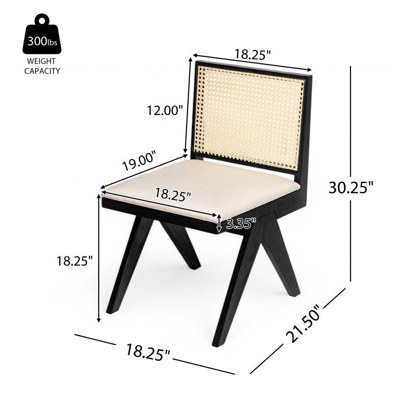 Bej Masif Ahşap Döşemeli El Yapımı 2li Set Rattan Sandalye - 251795