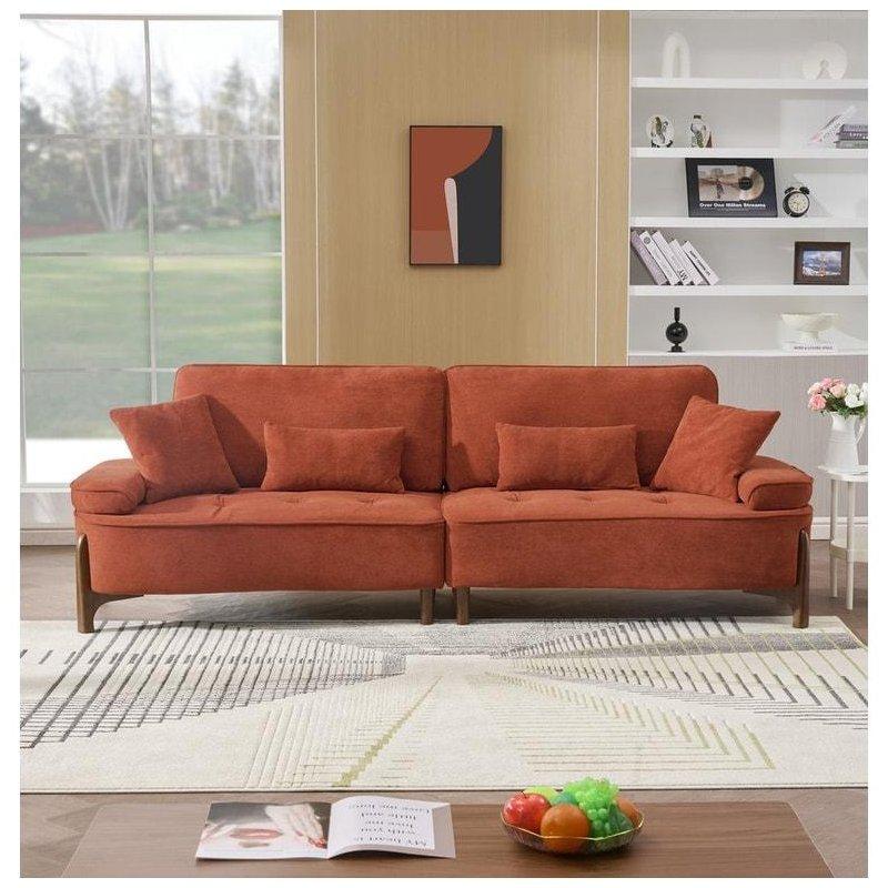 Bej Masif Ahşap İskeletli 4 Yastıklı Geniş Oturumlu Bohem Koltuk - 262x86x87 cm - 294496