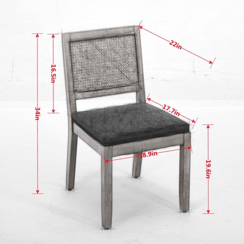Bej Masif Ahşap Keten Kumaş 2li Set Rattan Sandalye - 50 cm Oturma Yüksekliği - 251720