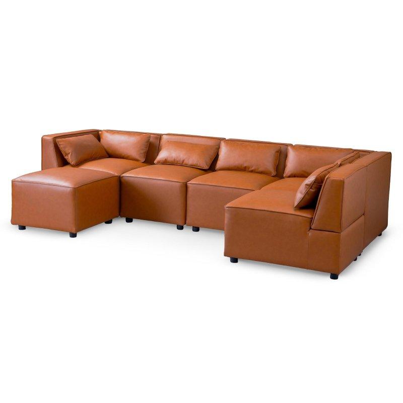 Bej Masif Ahşap Modüler L Şekilli Köşe Koltuk - 235x151 cm - 257286