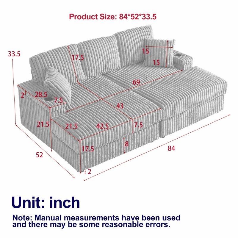 Bej Masif Ahşap Saklama Alanlı Puflu Yastıklı Bohem Koltuk - 214 cm - 284950