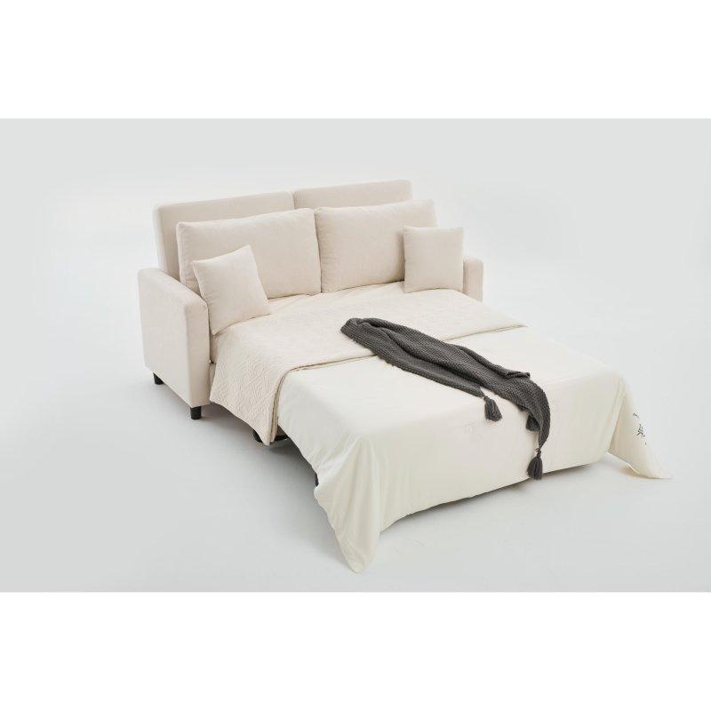 Bej Masif Ahşap ve Metal Yataklı Perçinli Kollu Bohem Koltuk - 178x70x90 cm - 278363
