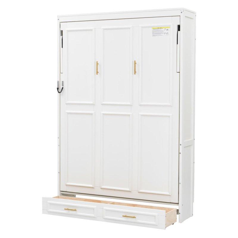 Bej Masif Çam ve MDF 2 Çekmeceli Hidrolik Sistemli Duvar Yatağı - 157x205 cm - 264856