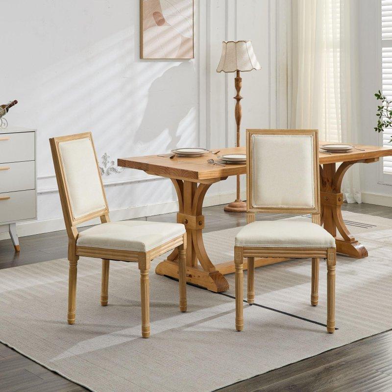 Bej Masif Kauçuk Ağacı Keten Döşemeli 2li Set Rattan Sandalye - 253112
