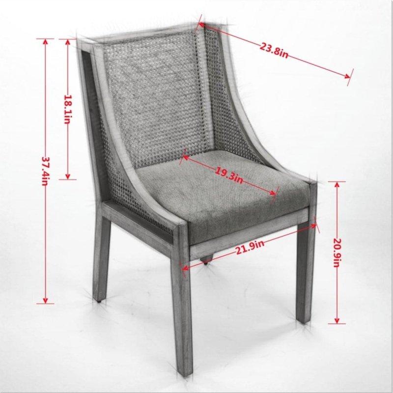 Bej Masif Kauçuk Ağacı Keten Döşemeli Dekoratif Kolçaklı Rattan Sandalye - 61x56x95 cm - 252346