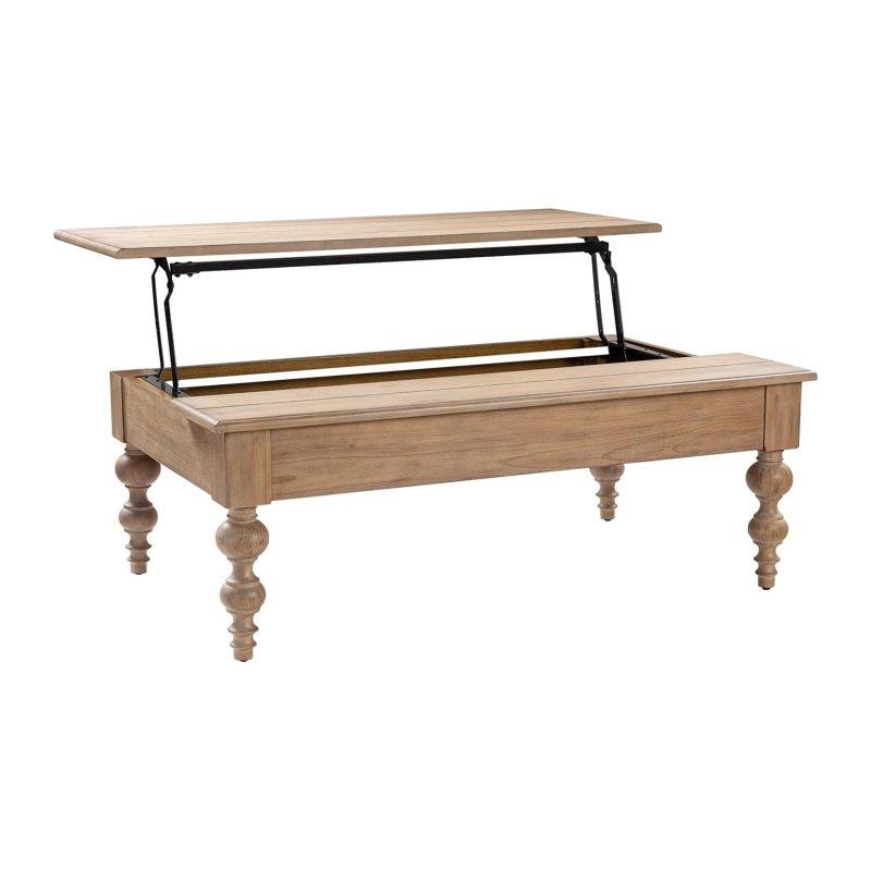 Bej Masif Kauçuk Ağacı ve MDF Yüksekliği Ayarlanabilir Depolama Alanlı Akıllı Sehpa - 133x82 cm - 254472