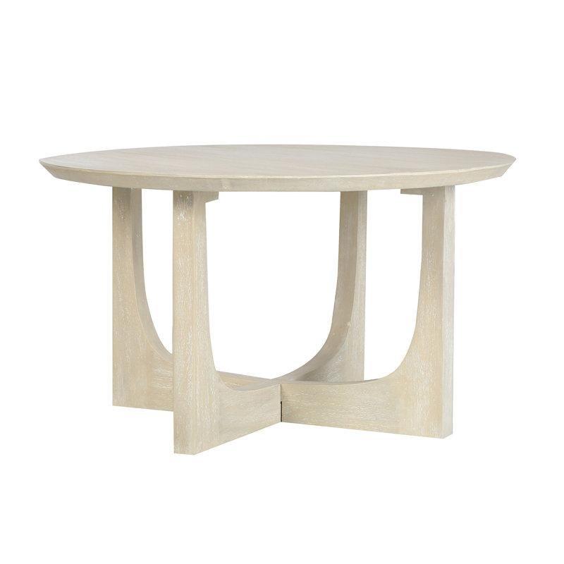 Bej Masif Mango Ağacı Çapraz Ayaklı Yuvarlak Orta Sehpa - 77 cm - 244968