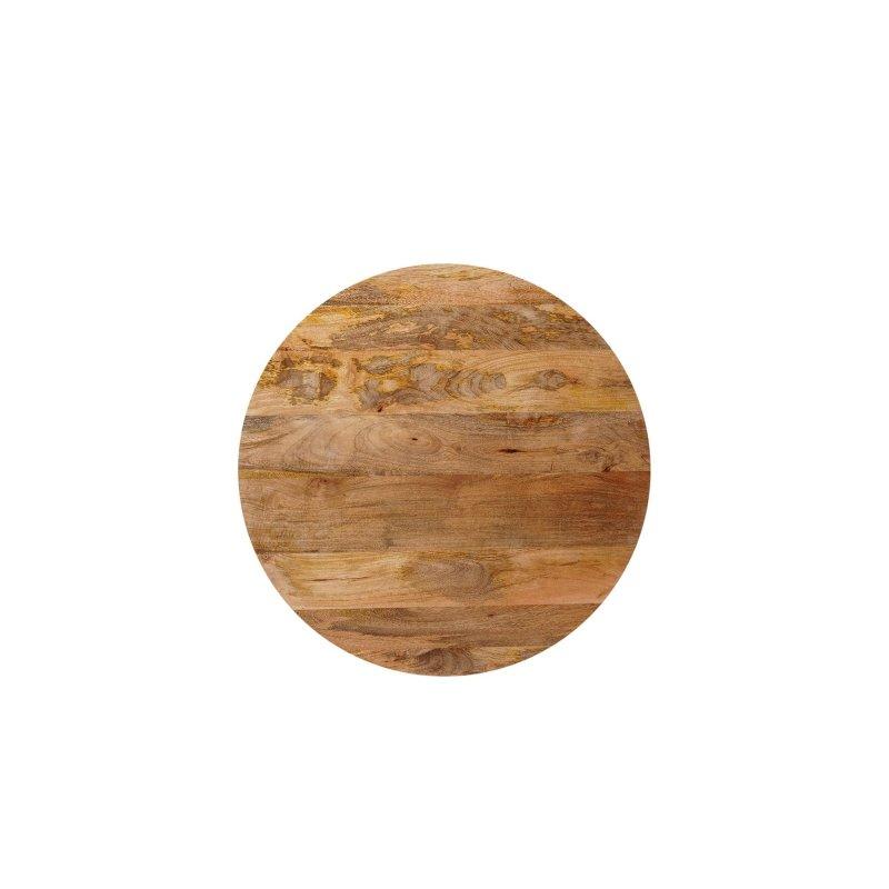Bej Masif Mango Ağacı Tambur Kaideli Yuvarlak Orta Sehpa - 77 cm - 241278