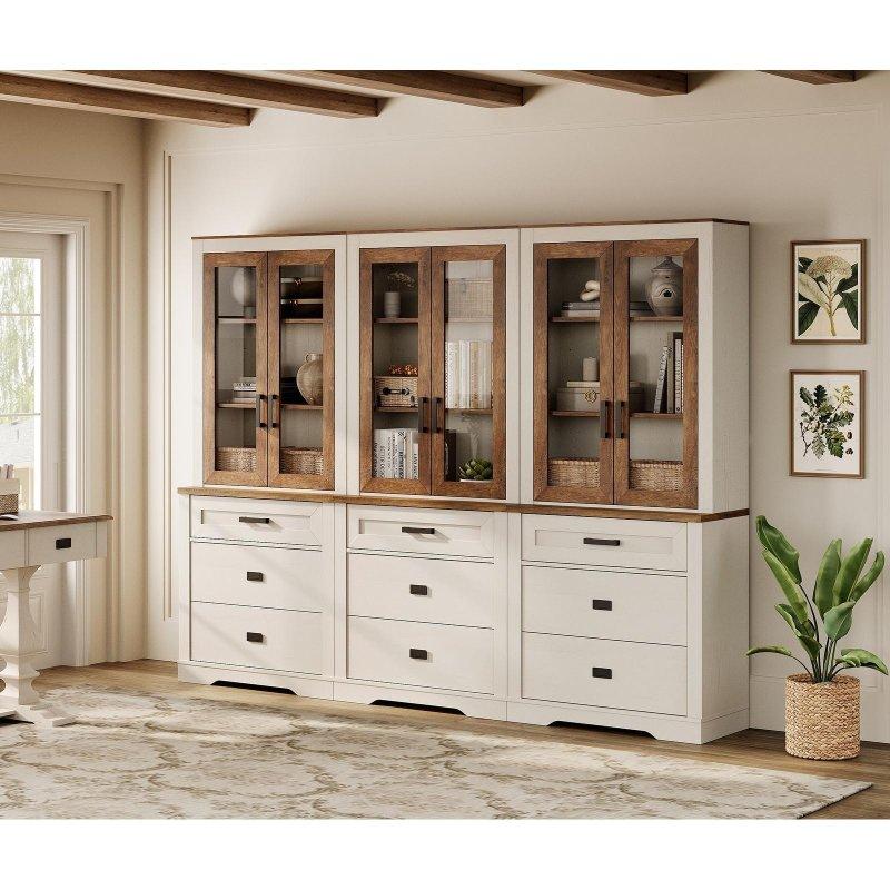 Bej MDF 3 Çekmeceli Ayarlanabilir Raflı Kitaplık - 187 cm - 312220