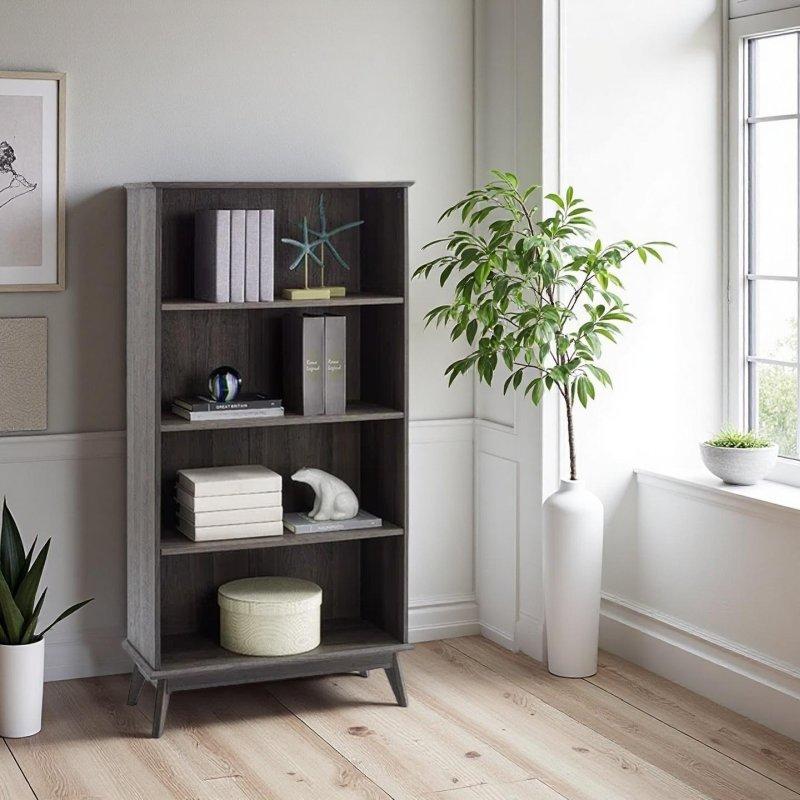 Bej MDF 5 Katlı Arkası Kapalı Modern Kitaplık - 316683