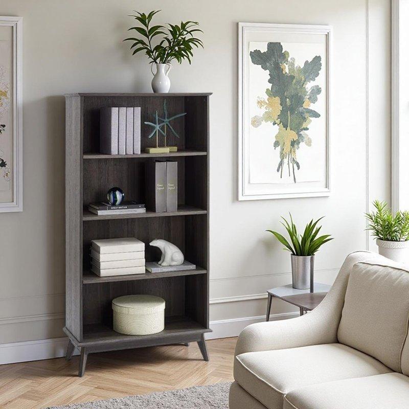 Bej MDF 5 Katlı Arkası Kapalı Modern Kitaplık - 316683