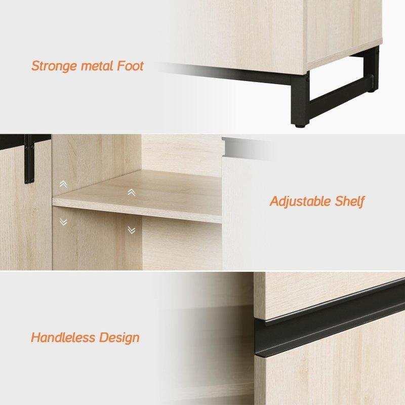 Bej MDF 6 Çekmeceli Metal Ayaklı Gizli Kulplu Şifonyer - 304381