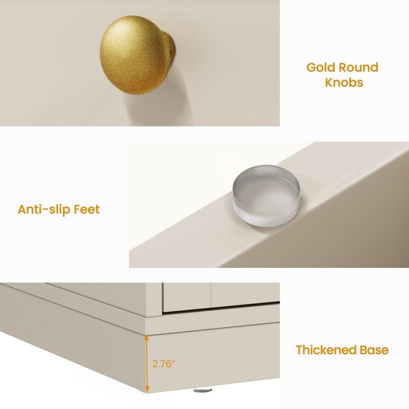 Bej MDF 7 Çekmeceli Yatay Şifonyer - 120 cm - 301854