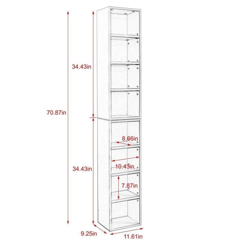 Bej MDF 8 Raflı Modüler Dar Kitaplık - 181 cm - 313565