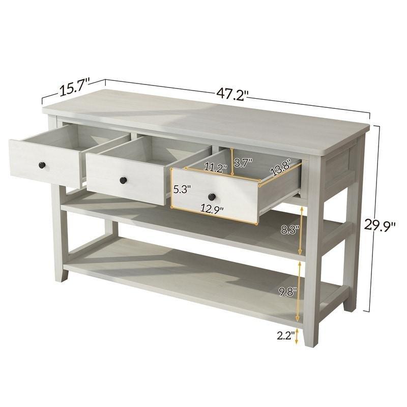 Bej MDF Çekmeceli ve Raflı Country Dresuar - 120x40x76 cm - 333256