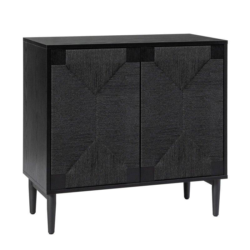 Bej MDF Kağıt İp Örgü Kapaklı Bas-Aç Sistemli Bohem Konsol - 82x41x78 cm - 325525
